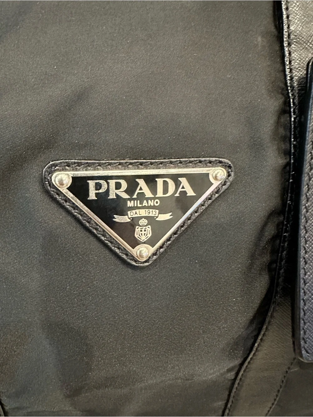 Prada Black Tessuto Weekender Nylon Bag with Leather Trim